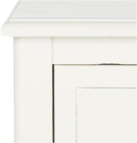 SAFAVIEH Home Collection â Everly Vintage White 3-Drawer Side Table with Woven Basket Storage, Fully Assembled Coastal Cottage Accent Table (AMH5743B)