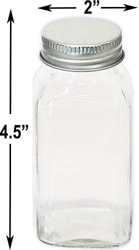Simple Houseware Spice Jars 6 Ounce Square Glass Bottles with Shaker Lids, Funnel and Labels for Seasoning & Storage, 24 Pack