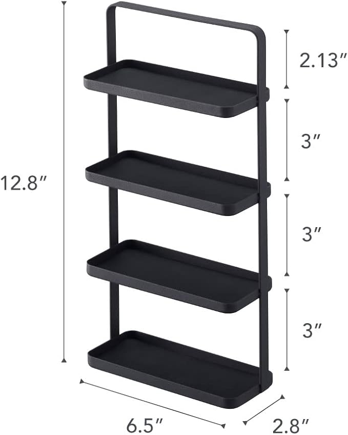 Yamazaki Home Tower 4-Tier Accessory Tray - Jewelry Holder & Storage Organizer - Steel, One Size, Black