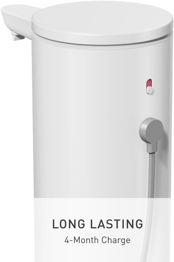 simplehuman 9 oz. Touch-Free Automatic Rechargeable Sensor Pump, White Stainless Steel, New