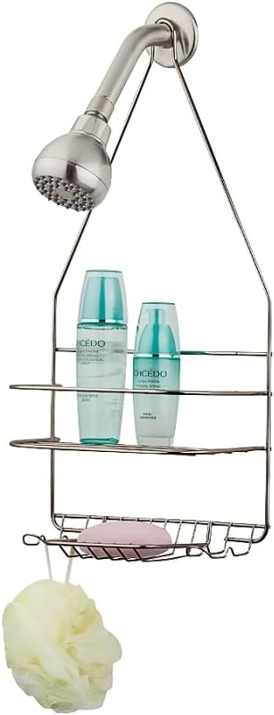 Rocky Mountain Goods Shower Caddy - Rust Proof high Grade Steel - Designated Tiered Shelves for Shampoo/soap - Razor Hangers - Includes Secure Suction Cup (Satin Nickel)