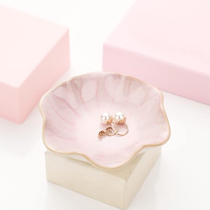 Ceramic Leaf Jewelry Dish, Pink Key Tray, Modern Jewelry Holder, Small Ring Dish, Trinket Tray, Nightstand Decor Room Decor