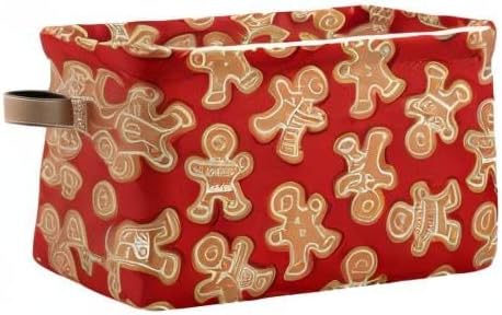 Bolaz Large Storage Basket Christmas Gingerbread Cookies Foldable Storage Box Organizer Bins with Handles for Bedroom Home Office