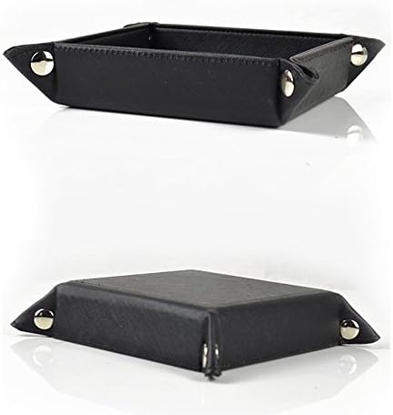 UnionBasic Small Valet Tray, Jewelry Tray for Rings Watches Earrings, Entryway Catchall Caddy for Coins Keys Change, Nightstand Bedside Valet Holder, Trays for Electronic Gadgets, Black