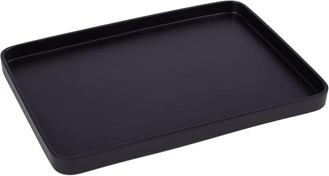 Bathroom Sink Vanity Tray, Large Resin Bathroom Tray, Rectangle Perfume Organizer, Decorative Tray for Vanity Dresser Countertop Living Room Kitchenï¼Blackï¼