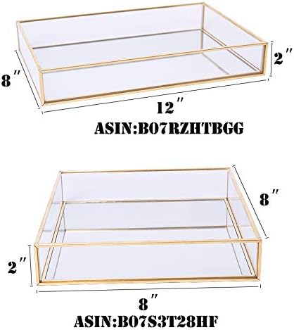 Sooyee Gold Tray Mirror,Square Mirror Tray can Hold Jewelry,Perfume,Makeup,Breakfast,Tea,Food,Magazine and More, Decorative Tray for Vanity,Dresser,Bathroom,Bedroom,Office,Garden,Coffee Table (8âx8â)