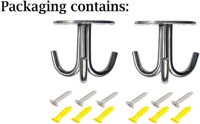 Stainless Steel Heavy Duty 3-Claw Coat Hook, Robe Hanger Ceiling Mount Hook, Towel Hook, Perfect Touch Your Bathroom, Bedroom, Closets, Wardrobe, Kitchen (2 PCS, Silver)