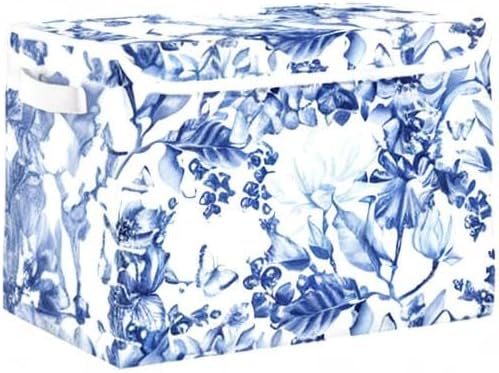 Collapsible Storage Bins with Lids Decorative Fabric Storage Cubes Closet Organizer and Storage Basket Boxes Containers for Clothes Box Chest Folding Rectangle China Blue