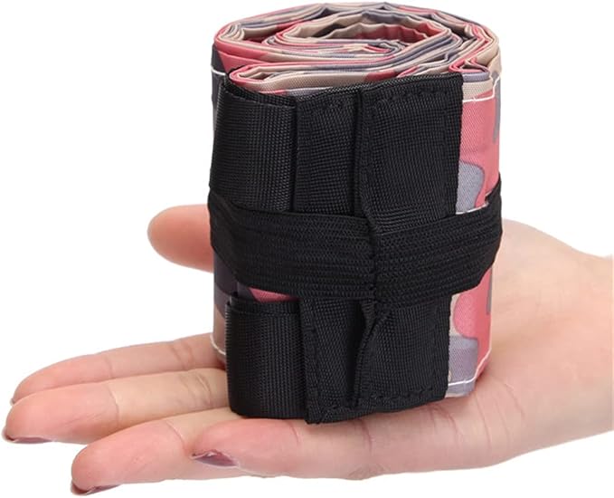 Portable Foldable Shopping Bag Large Capacity Multipurpose Storage Bag Sports Travel Shoulder Bag (Pink Camouflage)