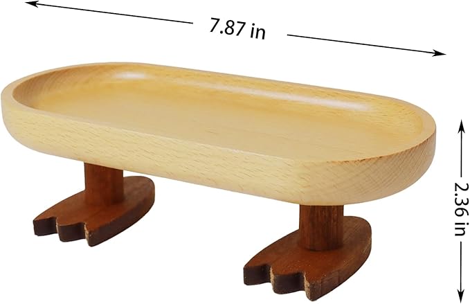 Wood Key Tray for Entryway Table, Key Bowl, Jewelry Tray, Valet Tray with 2 Cute Duck Feet, for Rings, Wallet, Watch, Remote, Coin, Bracelets