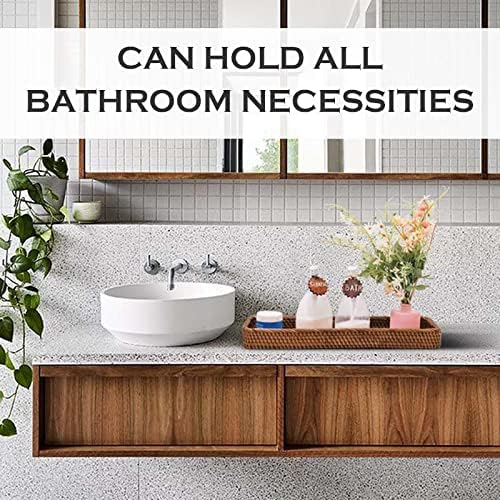 Rattan Toilet Tank Basket Guest Towel Holder for Serving Organizing Bread Shelves 17'' x 6'' x 2'' Bathroom Counter and Storage Decorative Wicker Tray (17 x 6 x 2 inches, Dark Brown)
