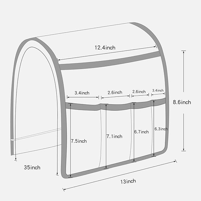 NB Sofa Armrest Organize remote holder bedside caddy organizer with 5 pockets,non-slip couch remote control holder couch armchair caddy accessories (Dark Grey, 35"x12.4")