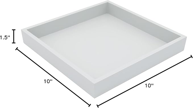 10"x10" Small Square Wood Decorative Tray for Office, Ottoman, Bathroom, Entry, Remote Controls, Countertop Organizer, Candle Tray - Harbor Gray