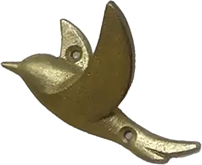 Ambipolar Flying Bird Iron Cast Decorative Bird Wall Mounted Coat Hooks (Robin Gold)