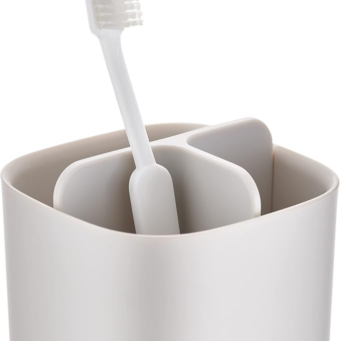 Joseph Joseph Easy-Store - Compact Toothbrush Holder Caddy Bathroom Storage- Ecru Small