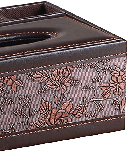 Leather Tissue Box Cover Rectangular and Multifunction Remote Control Caddy,Suitable for Storing pens and Stationery,Desk Organizer Storage for Office and Home(Antique)