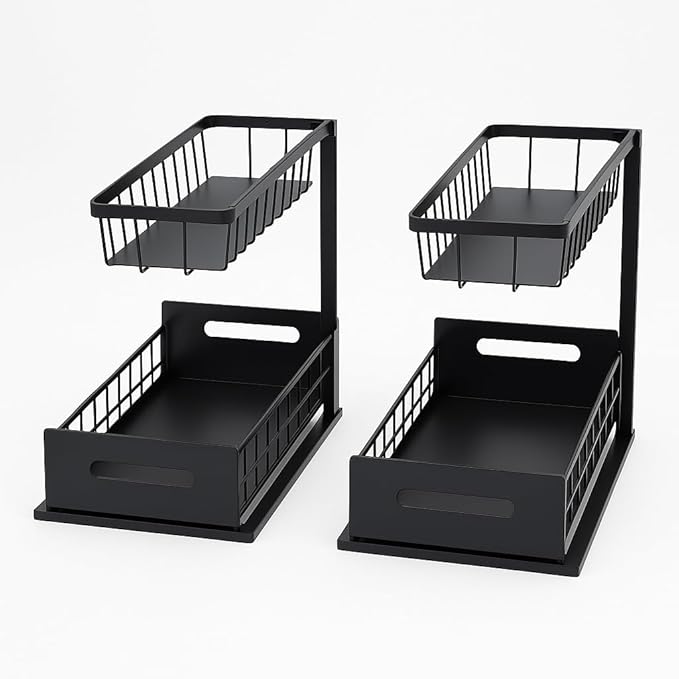 USTECH Under Sink Organizer, 2-Tier, Cabinet Organizer, Bathroom Organizer, Under Sink Organizers & Storage, Pack of 2