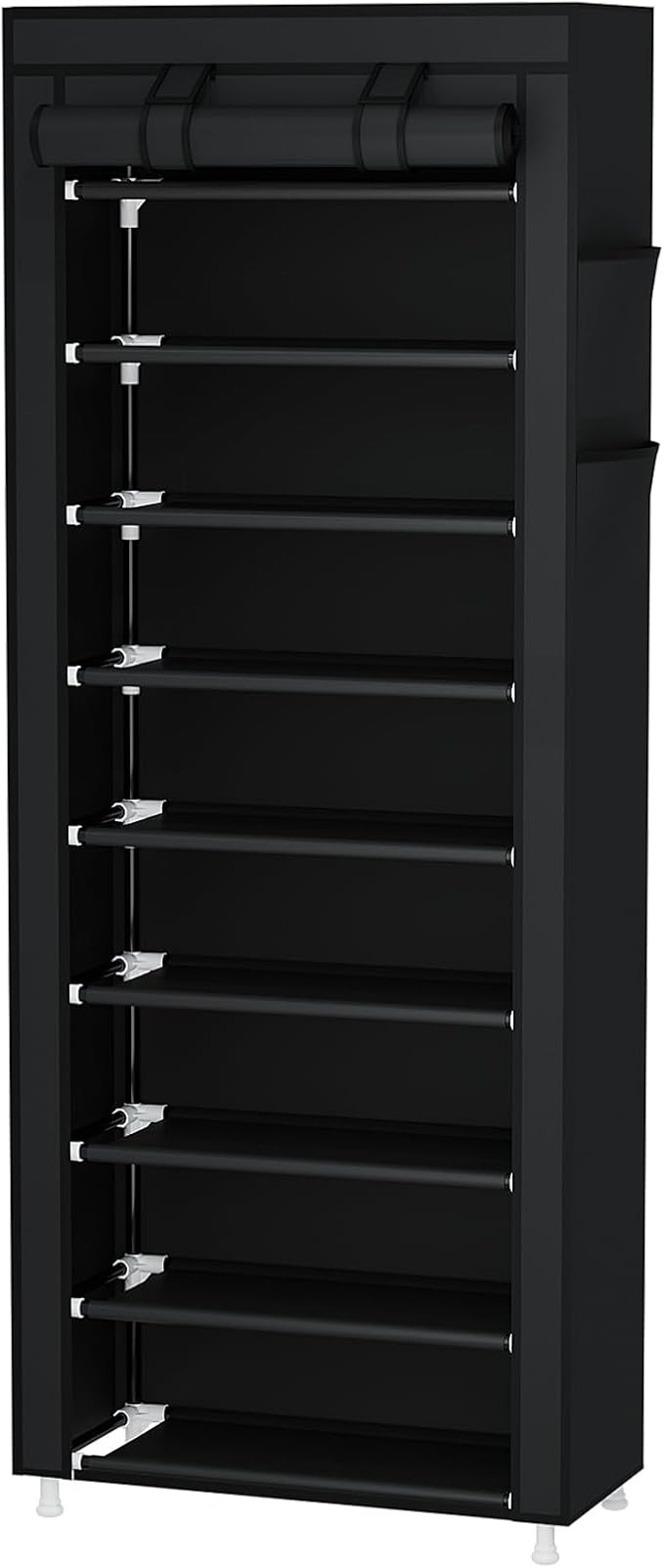 Calmootey 9 Tier Shoe Rack Organizer,Portable Shoe Shelf with Nonwoven Fabric Cover for Closet Hallway,Bedroom,Entryway,Black | Organizer, for Closet, Hallway, Bedroom, Entryway
