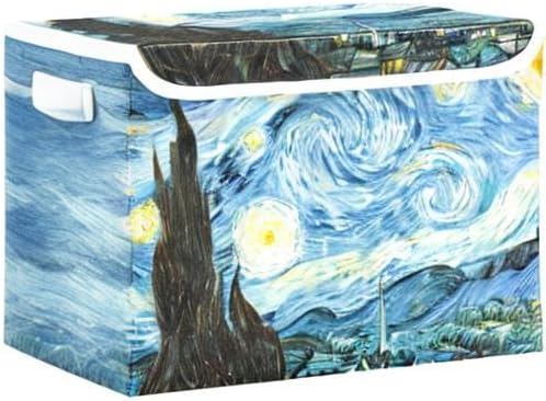 Collapsible Storage Bins with Lids Decorative Fabric Storage Cubes Closet Organizer and Storage Basket Boxes Containers for Clothes Box Chest Folding Rectangle Starry Night