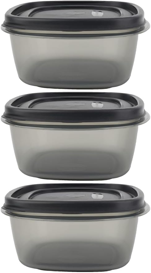 Bundle Food Storage Container Set, Easy Find Lids with Chalk Pen And Chalk Labels (Silver, 5 Cup Pack of 3)