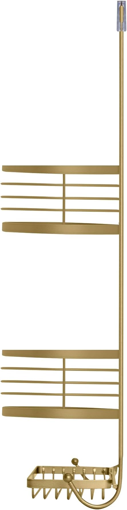 ACENTO Hanging Shower Caddy 3-Tier Extra Wide in Gold, Bathroom Shower Organizer with Hooks & Suction Cups with Soap Basket