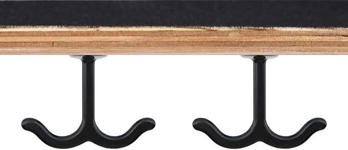 HEVSTIL 6Pcs Zinc Alloy Ceiling Double Hook Cabinet Under The Table Coat Hook Wardrobe Coat Towel Hat Hook Under Cabinet Shelf for Closet Top Bathroom Kitchen Cabinet Garage, Black