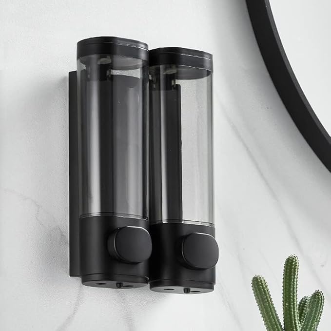 1-Chamber Soap Dispensers Wall Mount,400ml Bathroom Shower Pump Dispenser,Press Manually Lotion Shower Soap Dispenser Usefor Home,Bath,Kitchen,Hotels,Restaurants(Black)