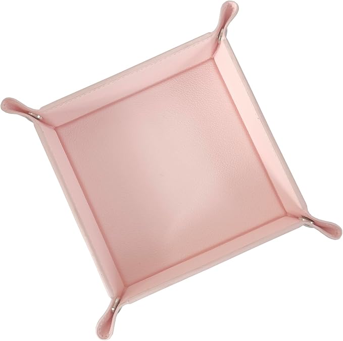 UnionBasic Valet Tray, Jewelry Tray for Rings Earrings, Entryway Catchall Caddy for Coins Keys Change, Nightstand Organizer Bedside Valet Holder, Trays for Electronic Gadgets, Lychee Pearl Blush
