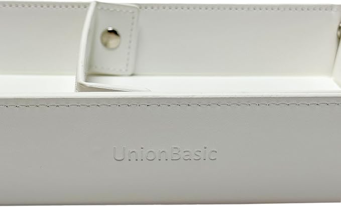 UnionBasic Medium Valet Tray, Jewelry Tray for Rings Watches Earrings, Entryway Catchall Caddy for Coins Keys Change, Nightstand Bedside Valet Holder, Trays for Electronic Gadgets, White Plus