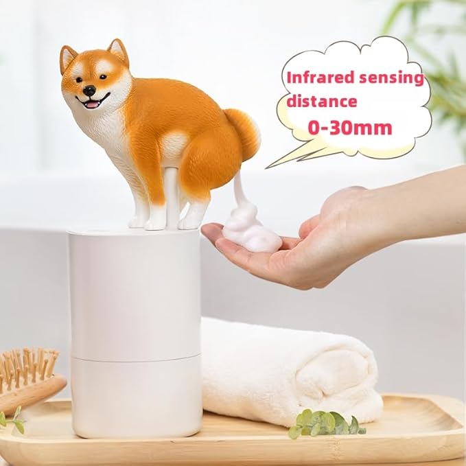 Fun Animal Series Foam Soap Dispenser-Shiba Inu,Pigeon,Shaped Foam Hand Washer,Automatic Soap Dispenser for Bathroom & Kitchen, Hilarious Gift for Kids, Adults (Shiba Inu Series (Black Shiba))