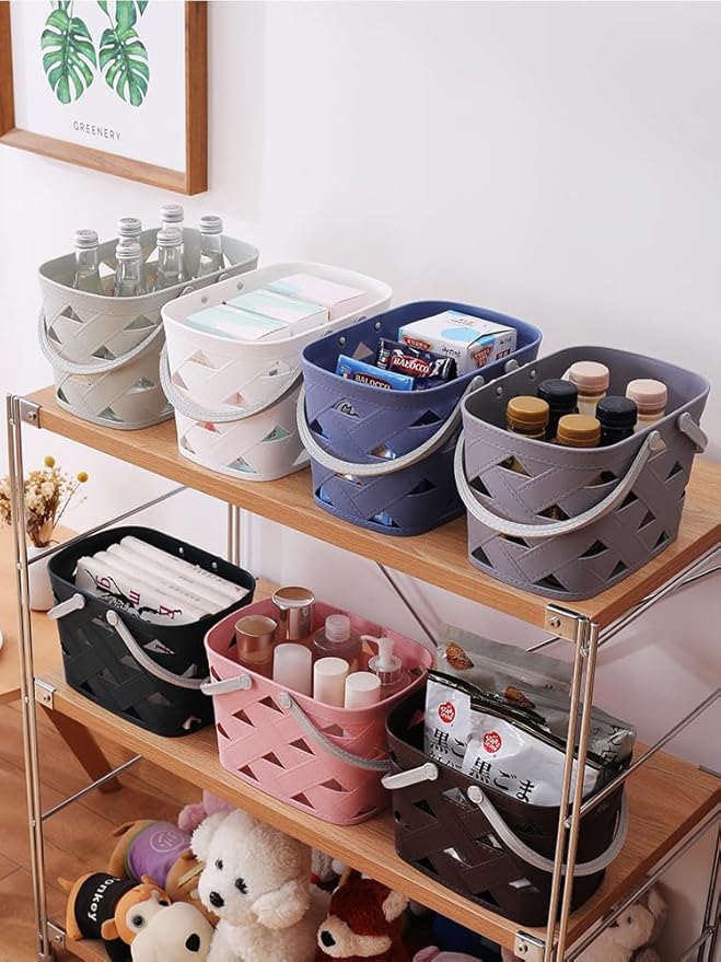 Portable Shower Caddy Basket Organizer with Comfort-Textured Surface and Bottom Drainage, Plastic Storage Basket Bin for Bathroom, Kitchen, Dorm Room, Bedroom (Dark grey 1 pcs)