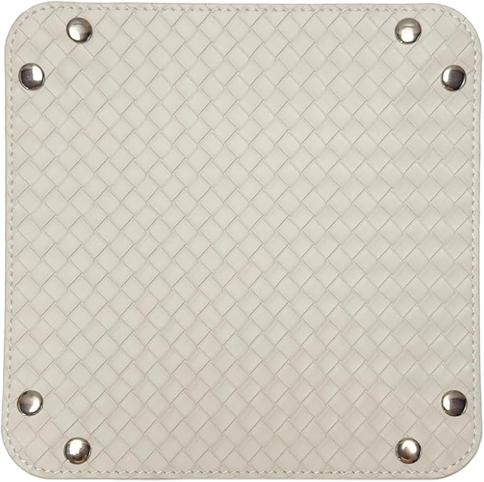 UnionBasic Small Valet Tray, Jewelry Tray for Rings Watches Earrings, Entryway Catchall Caddy for Coins Keys Change, Nightstand Bedside Valet Holder, Trays for Electronic Gadgets, Woven Beige