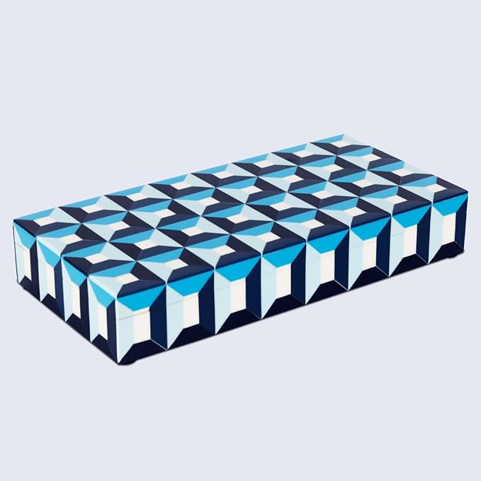 Handicrafts Home Large Decorative Storage Box 12x6– Coffee Table Organizer Box, Modern Home Décor Accent, Keepsake Memory Box, Jewelry Storage Box, Boho Decorative Box with Lid for Shelf, Mantle Decor