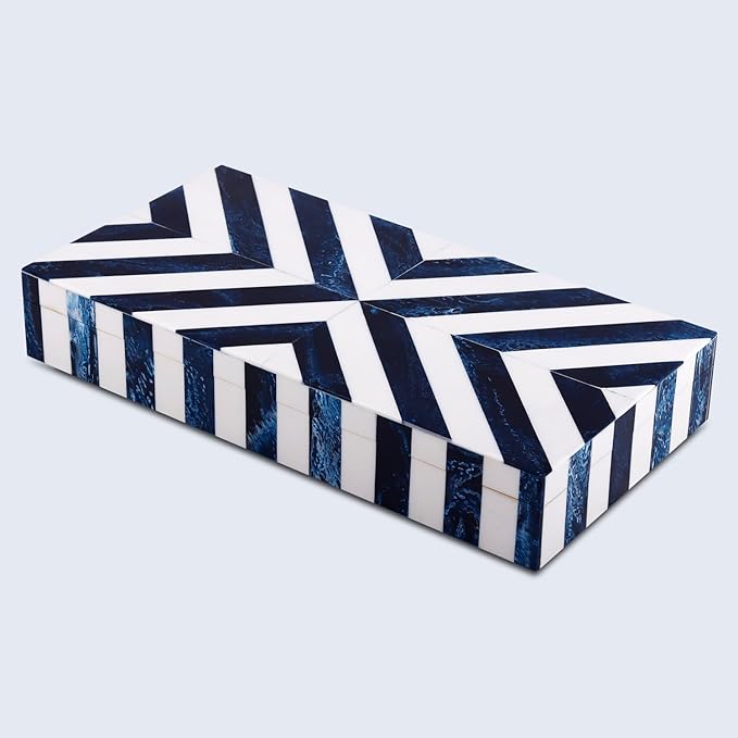 Handicrafts Home Large Decorative Storage Box 12x6â Coffee Table Organizer Box, Modern Home Décor Accent, Keepsake Memory Box, Jewelry Storage Box, Boho Decorative Box with Lid for Shelf, Mantle Decor