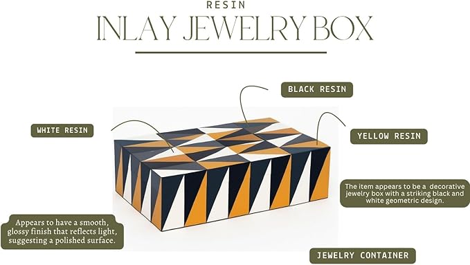 Decorative Storage Box, Handmade Chevron Pattern, Boho Style, Multipurpose Gift Box (black white grey yellow, 12X5X3 Inch)
