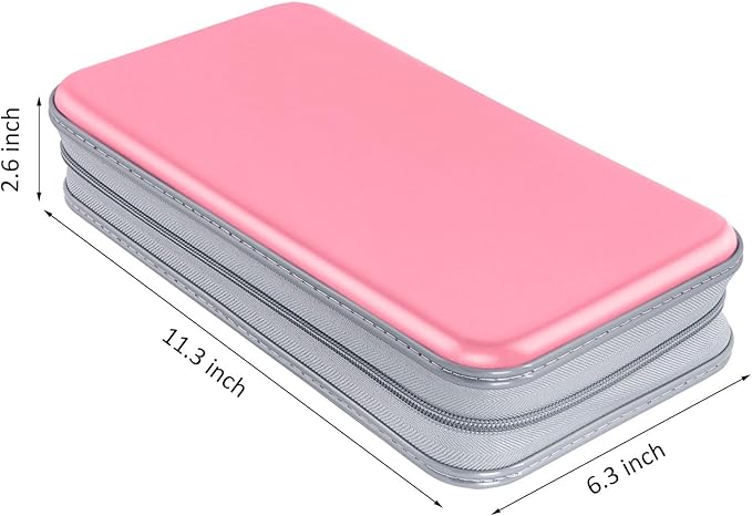 CD Case, DVD Case Holder 96 Capacity Hard Plastic CD DVD Disc Cases Storage Binder Wallet for Car Home Office Travel (Light Pink)