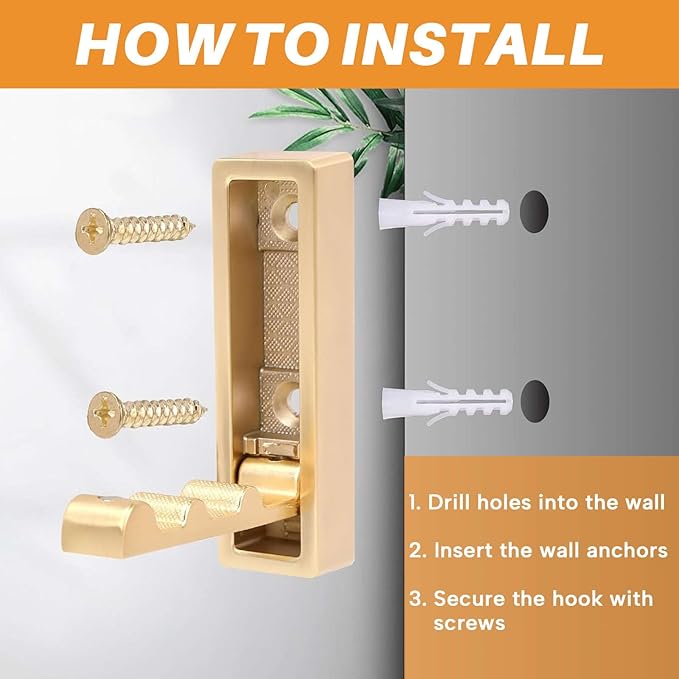 4PCS Folding Wall Hooks, Foldable Coat Hooks Heavy Duty Foldable Hook Bathroom Towel Hooks Robe Hooks Wall Mounted for Bathroom, Closet, Entryway, Pool, and Kitchen (Square-Orange)