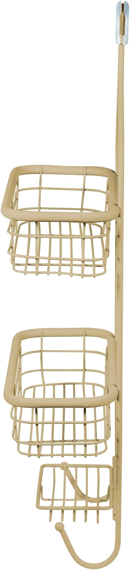 Gold Shower Caddy Hanging Organizer | Rustproof Bathroom Shelf with Hooks & Basket Storage | Over Showerhead Caddy for Shampoo, Soap, Towels | Sleek Bathroom Organizer | Gold