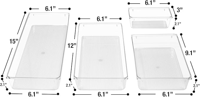 Sorbus Skin care organizer, Storage bin Drawer organizers for cosmetic, Clear Stackable Containers for Bathroom, Vanity (6-Piece Set)