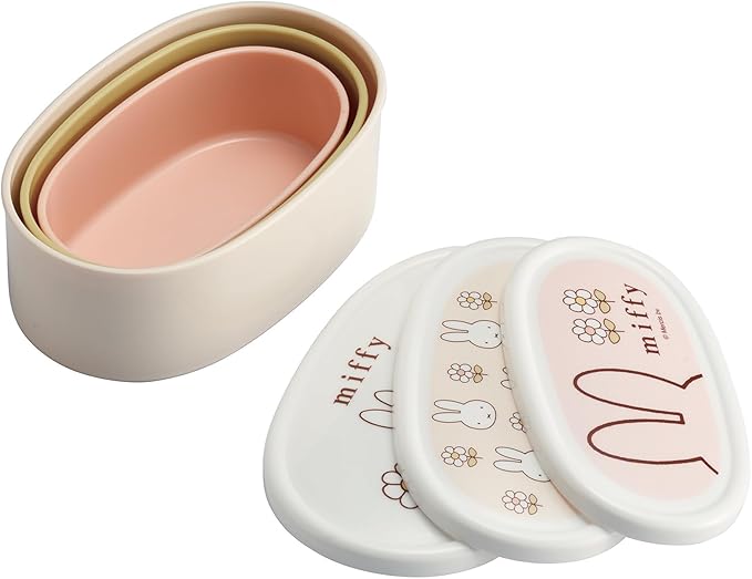 Skater Miffy Food Storage Container Set (3-Piece) - Miffy Design Bento Box, Lunch & Snack Containers, Reusable Food Organizer