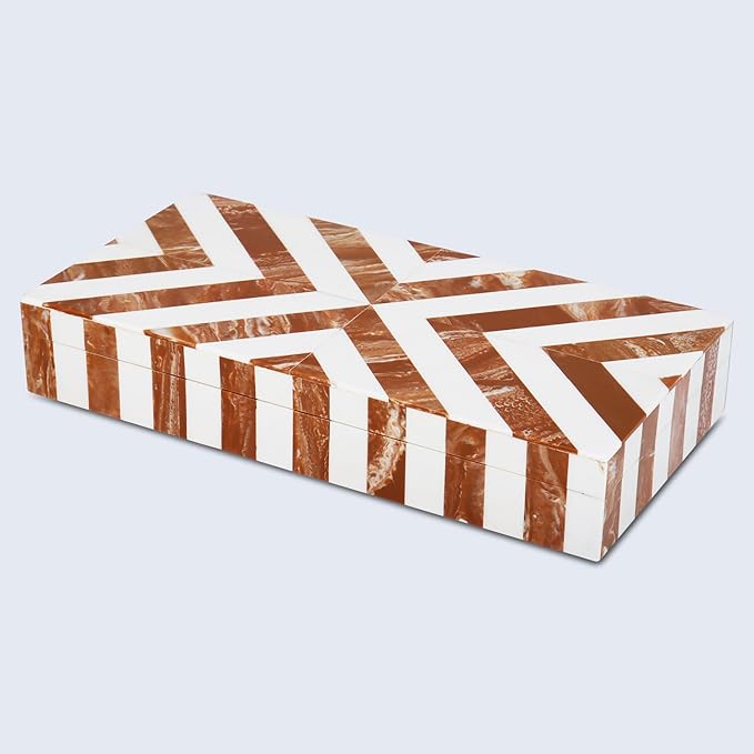 Handicrafts Home Large Decorative Storage Box 12x6â Coffee Table Organizer Box, Modern Home Décor Accent, Keepsake Memory Box, Jewelry Storage Box, Boho Decorative Box with Lid for Shelf, Mantle Decor