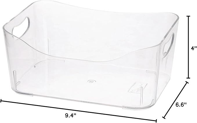YBM HOME Storage Bins - Clear Plastic Organizers and Baskets for Kitchen Pantry, Bathroom, Toys and Food Storage (Small - 6 Pack)