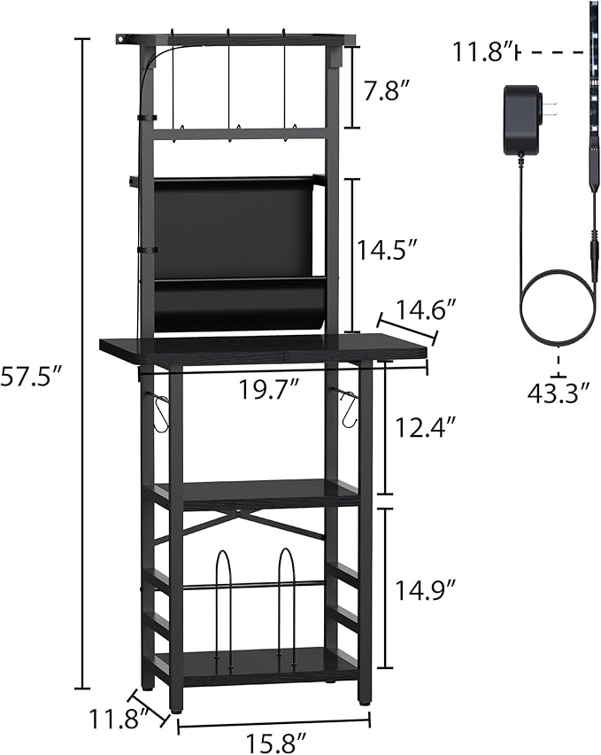Record Player Stand with Led Light,Record Player Table with Vinyl Storage,Turntable Stand with Record Holder Vinyls Display Shelf for Music Room Studio,Black