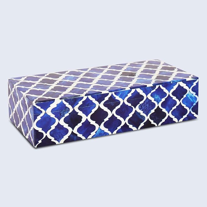 Handicrafts Home Decorative Storage Box 10x4.5 – Remote Control Holder, Jewelry Organizer, Modern Decorative Box with Lid, Boho Chic Home Décor Accent, Vintage Memory Box for Living Room Shelf Décor