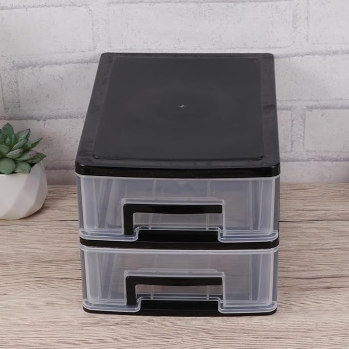 STOBAZA Double Layer Plastic Storage Drawer Cabinet 8.30X5.98X5.19In Portable Desktop Organizer for Office Study Kitchen Multifunction Storage Rack