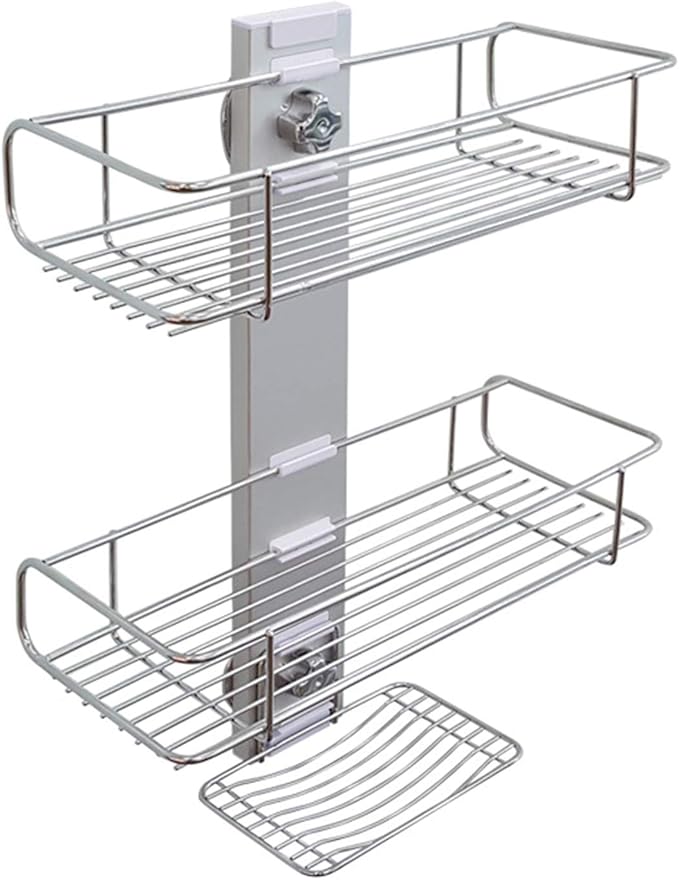 Bath Beyond BATHBEYOND Shower Caddy Suction Cup Tier Shower Shelf - Adjustable Shower Caddy 400 Stainless Steel No-Drilling and Extra Adhesive Sticker for More Stronger Suction, 3T-CADDY
