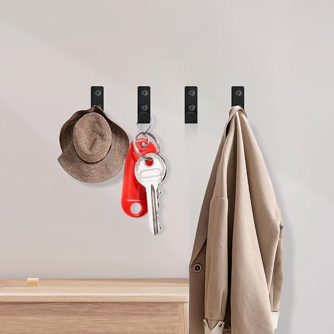 15 PCS Stainless Steel L Shaped Coat Hooks Wall Mounted Single Metal Robe Hook for Hanging Towel, Utility Hooks for Bags, Hat, Cap, Scarf, Cup. Matte Black.