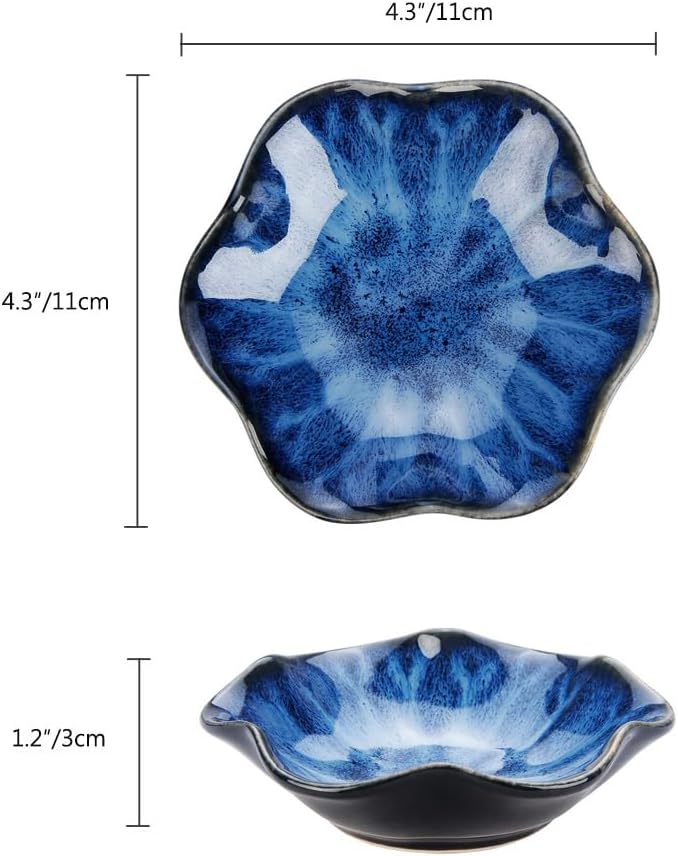 2PCS Lotus Leaf Shape Ring Holder Dish, Small Key Bowl, Ceramic Trinket Tray Jewelry Dish Organizing Necklace Earrings for Mom Friend Sister, All Jewelries Are NOT Included. Blue+Pink.â¦