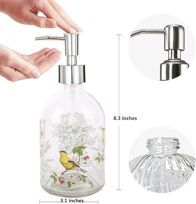 Topadorn 17oz Glass Soap Dispenser with Plastic Pump for Kitchen and Bathroom, Refillable Clear Bottle for Dish Soap & Hand Soap