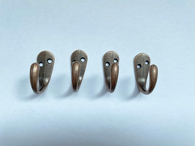 6 Pack Coat Hooks Heavy Duty, Antique Copper Single Entryway Hooks for Wall Door, Metal Utility Hook for Hanging Clothes Jackets Robes Towels Hats Keys Bags Cups